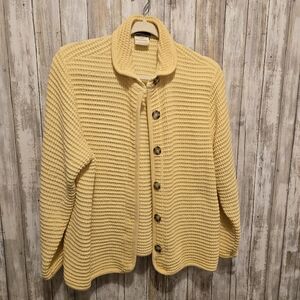 Vintage Republic Blues Women's Jacket Waffle Knit Med Button Up Pale Yellow